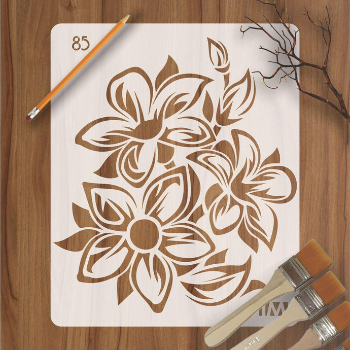 Floral Reusable Stencil for Canvas and wall painting - imartdecor.com