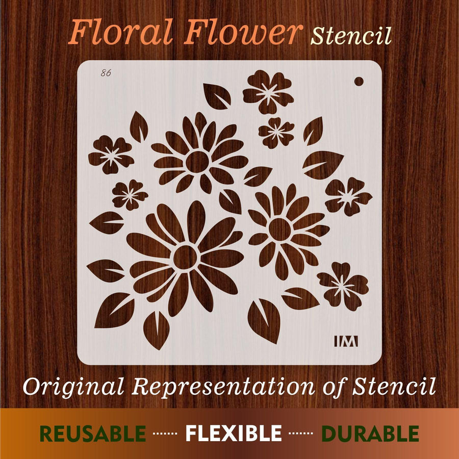 Floral Reusable Stencil for Canvas and wall painting - imartdecor.com