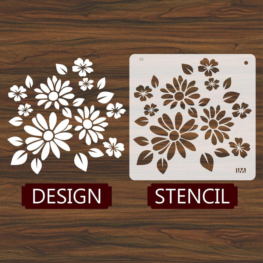 Floral Reusable Stencil for Canvas and wall painting - imartdecor.com