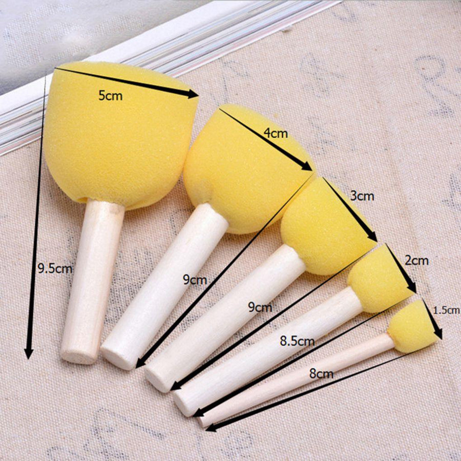 5pcs Assorted Round Paint Foam Sponge Brush Set Painting Tools for Kids Painting Crafts and DIY Art Graffiti Painting - imartdecor.com