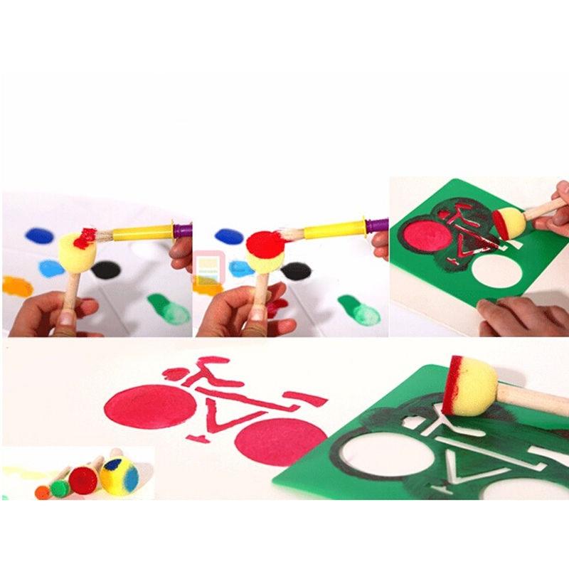 5pcs Assorted Round Paint Foam Sponge Brush Set Painting Tools for Kids Painting Crafts and DIY Art Graffiti Painting - imartdecor.com