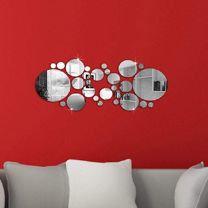 26 Pcs Circles 3D DIY Mirror Self Adhesive Wall Sticker Durable DIY Simple Decal for Living Room Art Home Decor - imartdecor.com
