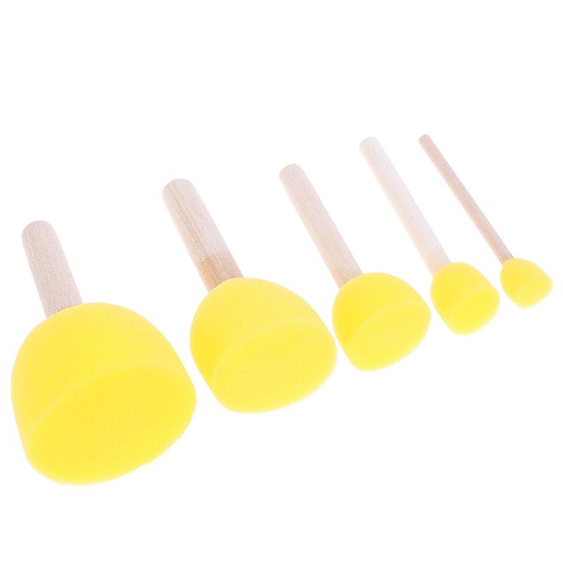 5pcs Assorted Round Paint Foam Sponge Brush Set Painting Tools for Kids Painting Crafts and DIY Art Graffiti Painting - imartdecor.com