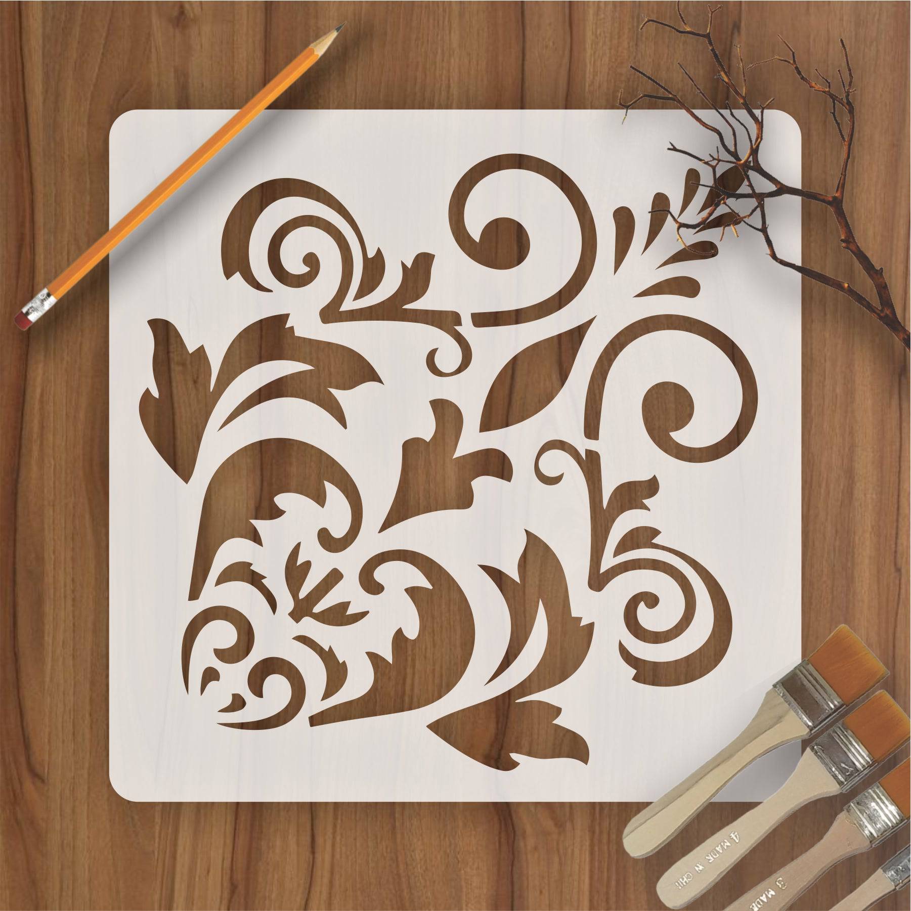 Motif Damask Pattern Reusable Stencil For Canvas And Wall Painting.ID ...