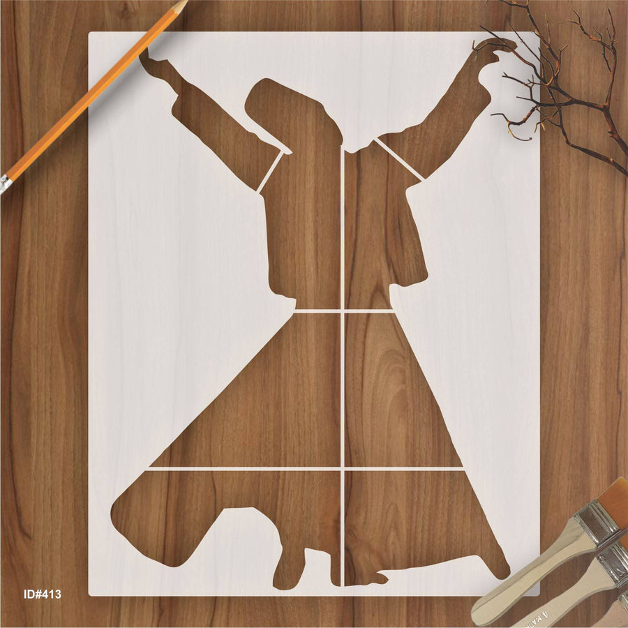 Sufi Dervish Reusable Stencil For Canvas And Wall Painting.ID# 413 - imartdecor.com