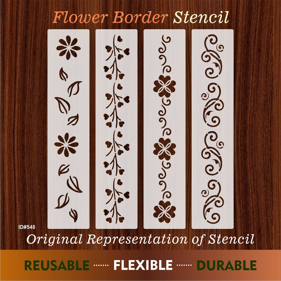 Flower Border Stencil Stamping Photo Album Embossing Paper Card on Wood Fabric Wall. ID #548 - imartdecor.com