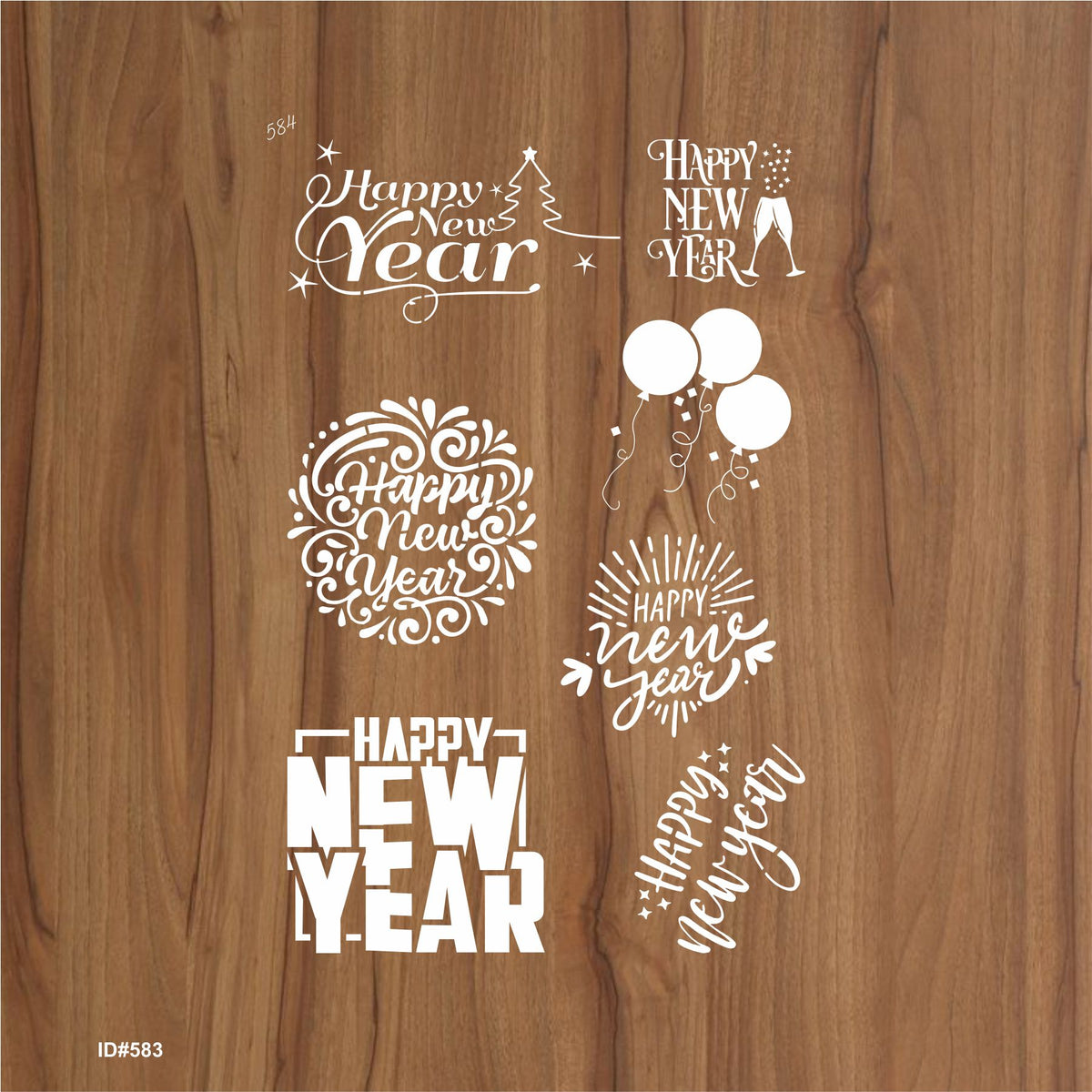584 happy new year stencil - reusable stencils for painting - create