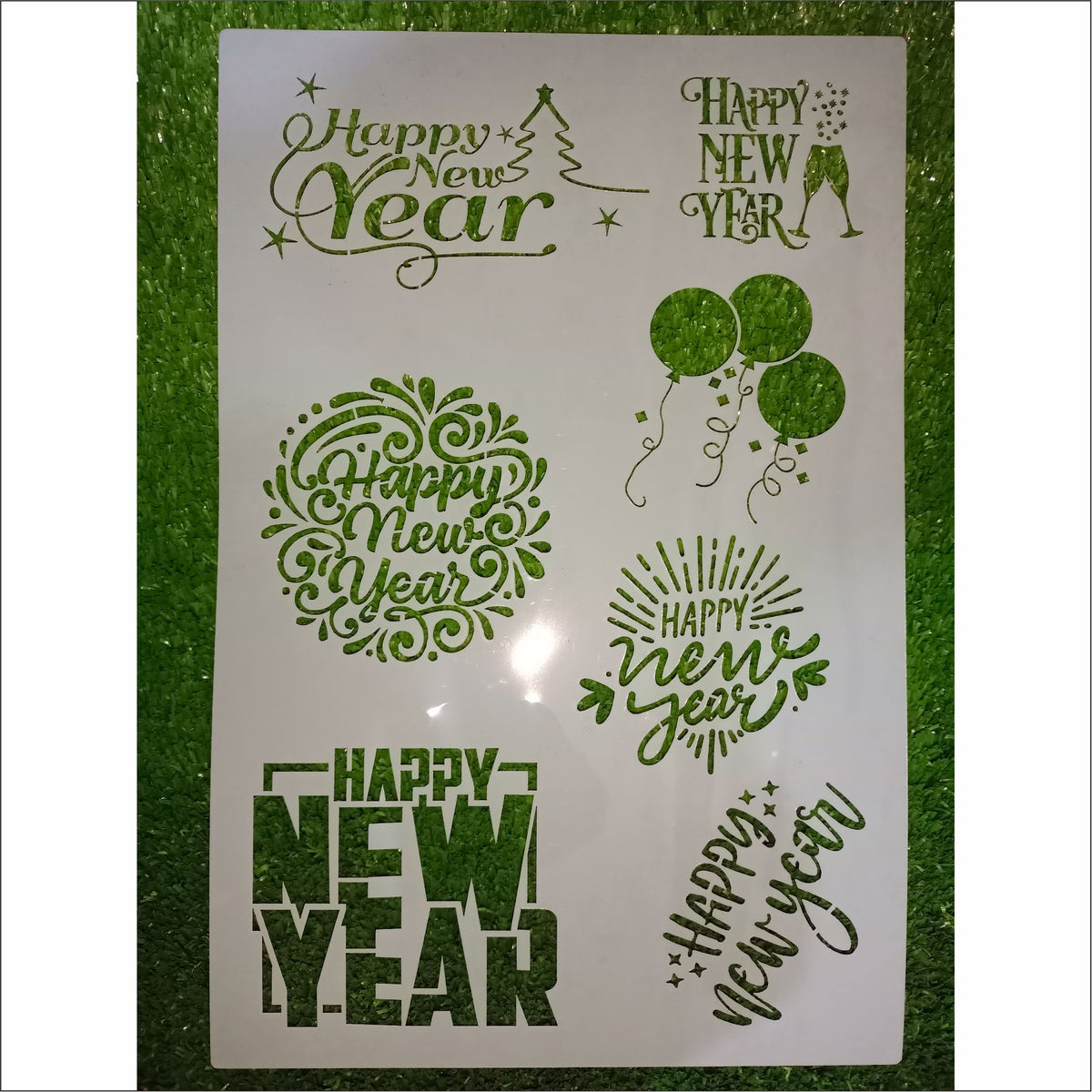 584 happy new year stencil - reusable stencils for painting - create