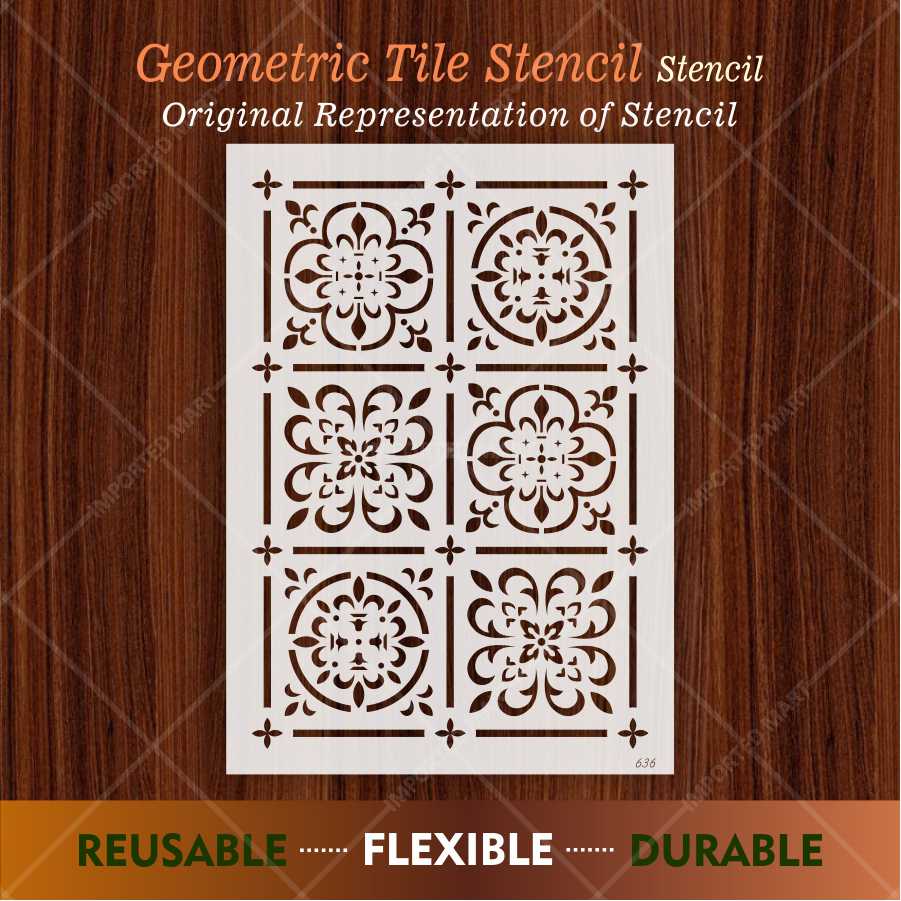 Moroccan Tile Grid Stencil – Reusable Wall, Floor \u0026 Furniture Design f –  imartdecor.com, image size:901x901