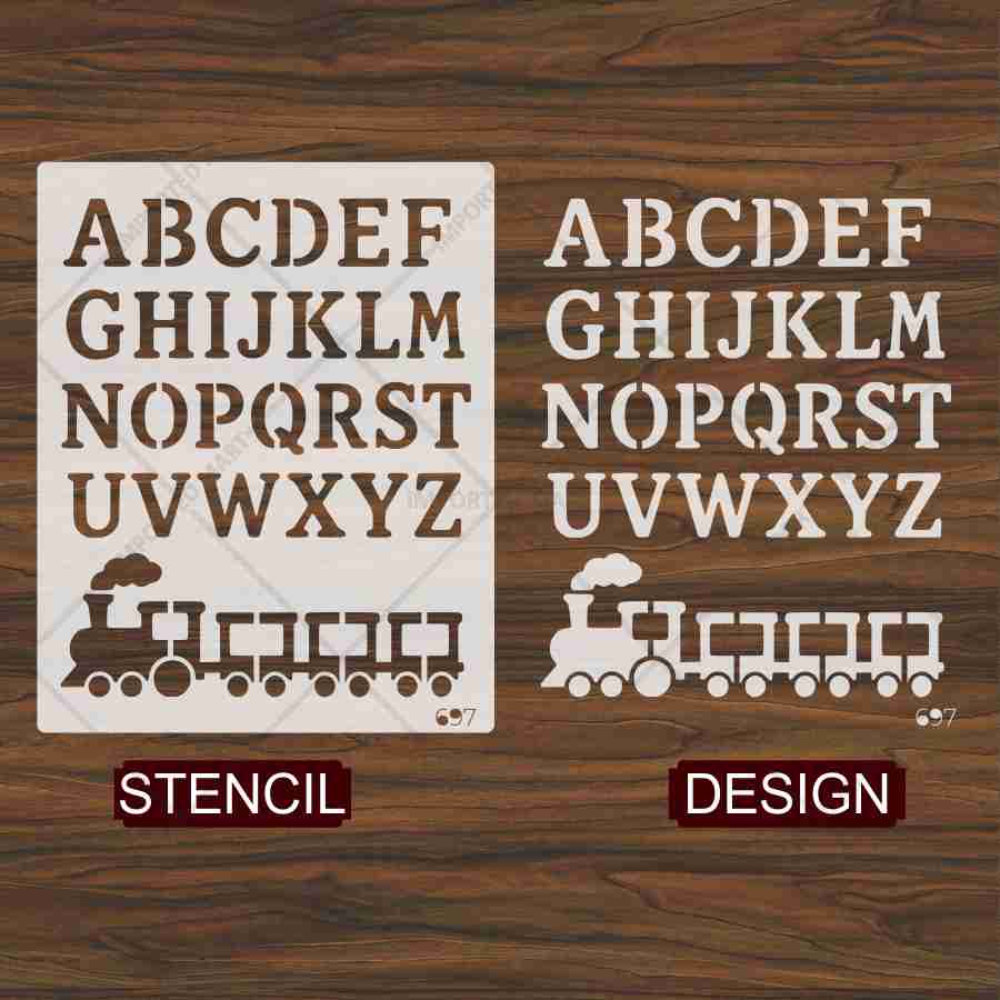Train Display Lettering Alphabet Letters & Train Stencil for Wall, Wood & Nursery Art – A-Z Le ...