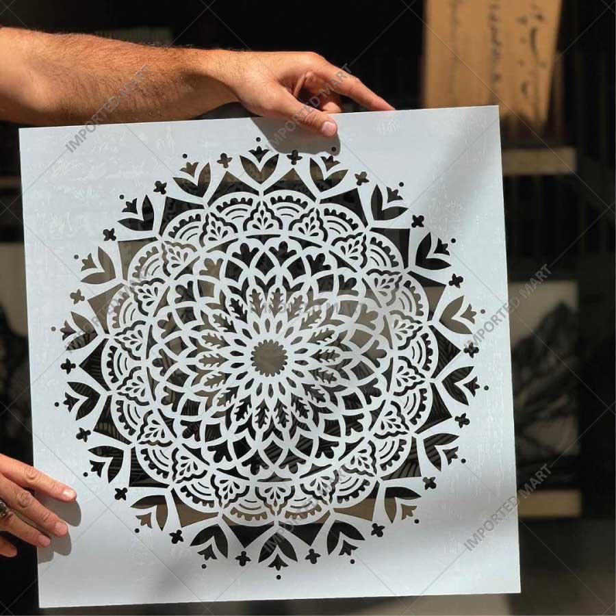 Sacred Geometry Mandala Stencil for Wall, Floor & Furniture Art – Decorative Round Mandala Pattern – ID# 726 - imartdecor.com
