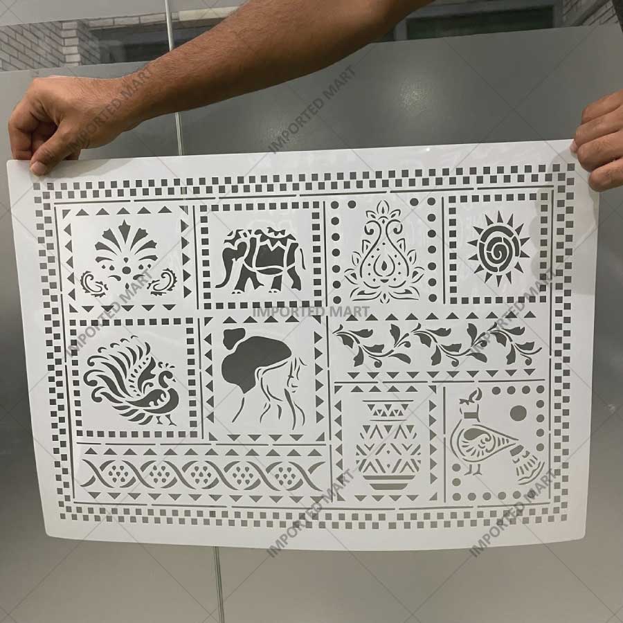 Global Folk Motif Stencil for Wall, Furniture & Fabric Art – Ethnic Folk Animal & Cultural Pattern – ID# 731 - imartdecor.com