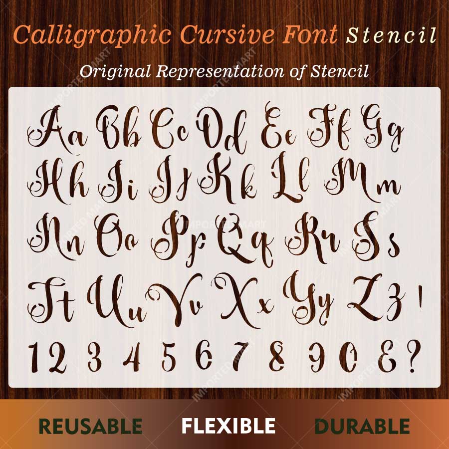Calligraphic Cursive Alphabet Stencil Pack for Wall, Wood & Fabric Art ...