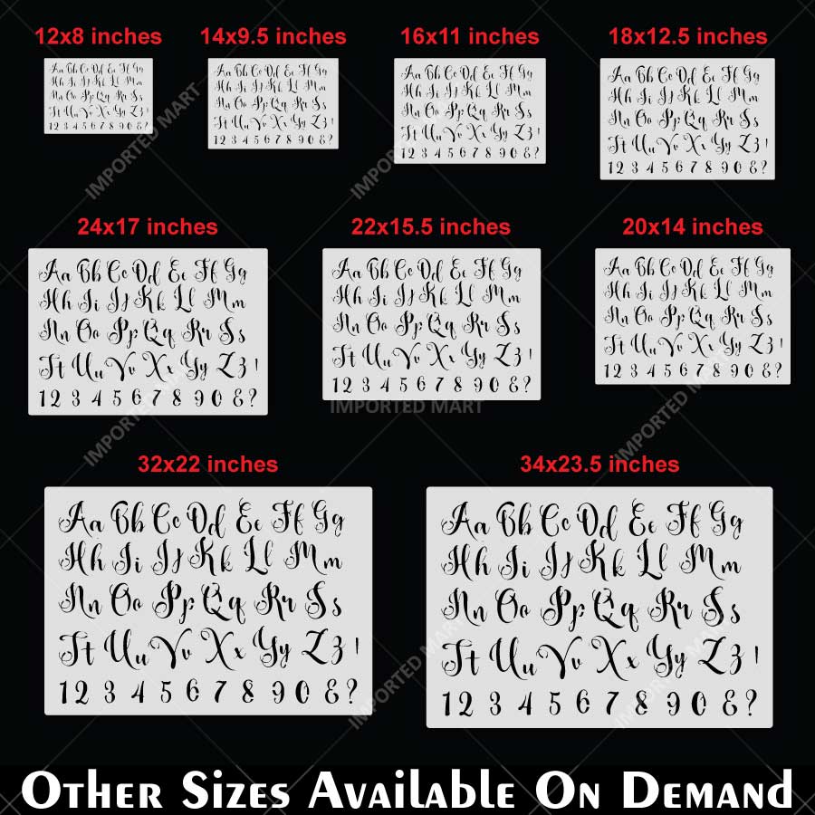 Calligraphic Cursive Alphabet Stencil Pack for Wall, Wood & Fabric Art ...