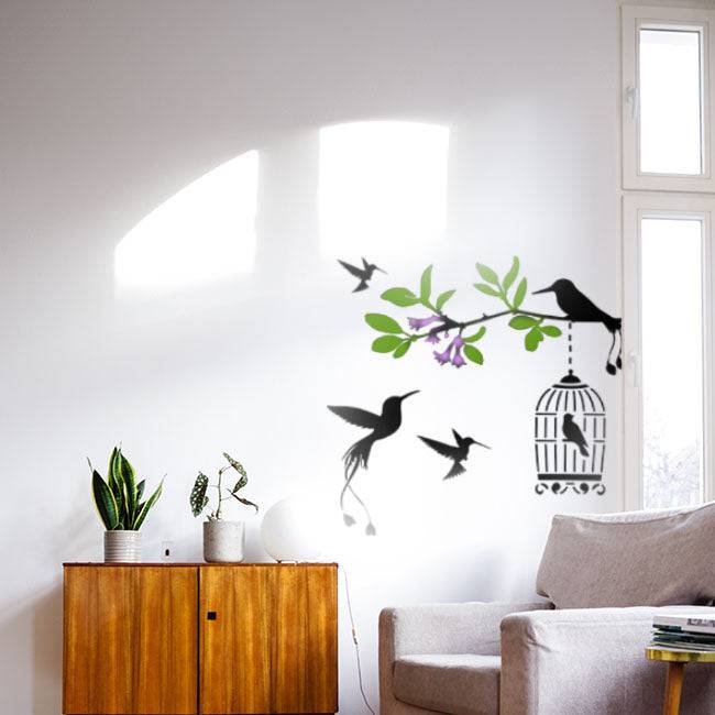 Flying Birds Room décor Reusable Stencil for Canvas and wall painting....ID#80 - imartdecor.com