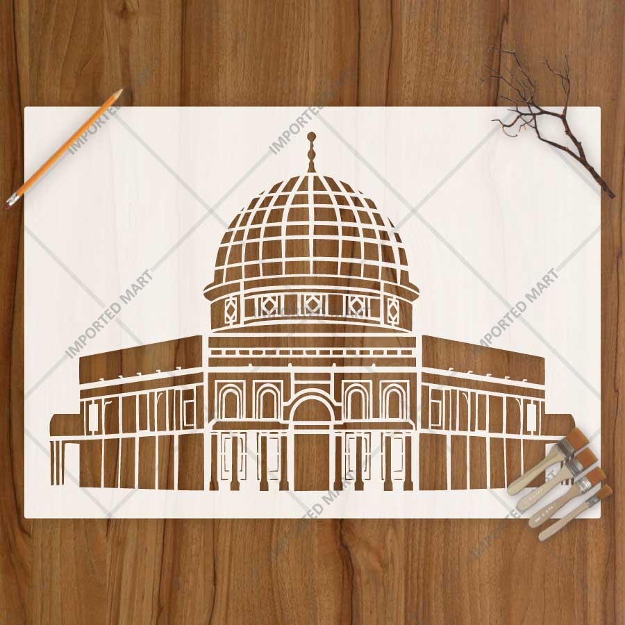 Masjid e Aqsa Stencil for Wall, Wood & Fabric Art – Islamic Architecture Dome Design – ID# 810 - imartdecor.com