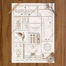 Ancient Egyptian Mosaic Pattern Stencil for Wall, Furniture & Craft Decor – Reusable Hieroglyphic Art Design – ID# 837 - imartdecor.com