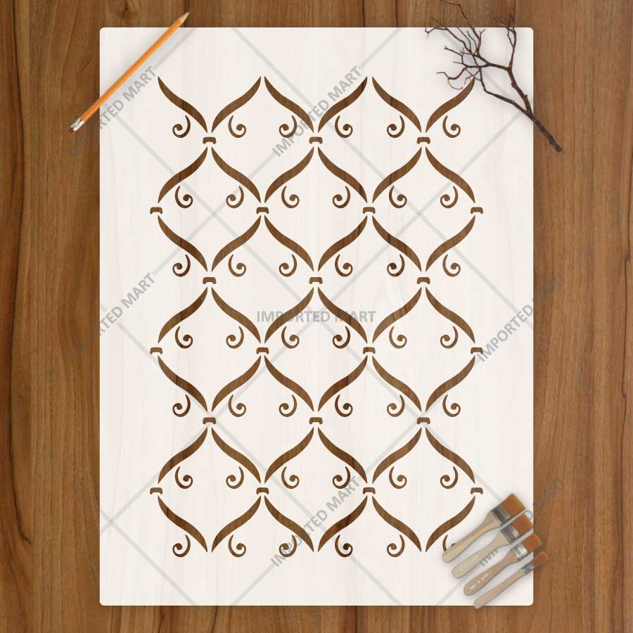 Modern Ornamental Trellis Pattern Stencil for Wall, Furniture & Craft Decor – Elegant Repeating Lattice Design – ID# 838 - imartdecor.com