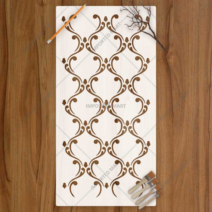 Decorative Lattice Pattern Stencil for Wall, Furniture & Tile Art – Reusable Floral Mesh Design – ID# 840 - imartdecor.com