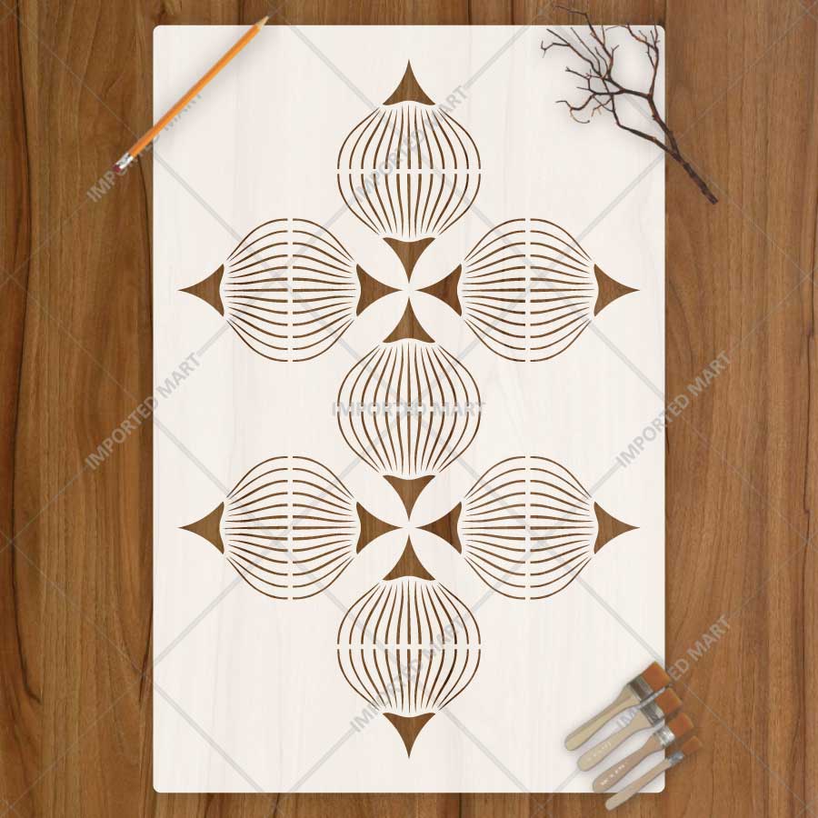 Geometric Motif Pattern Stencil for Wall, Floor, Tile & Furniture Painting – Modern Abstract Design – ID# 857 - imartdecor.com