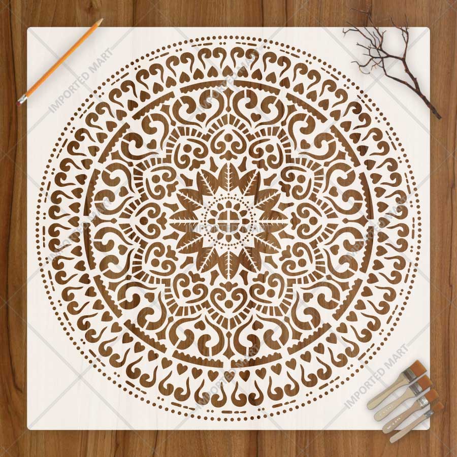Harmonious Mandala Stencil for Wall, Floor, Wood, Furniture & Fabric Painting – Decorative Circular Mandala Design – ID# 865 - imartdecor.com