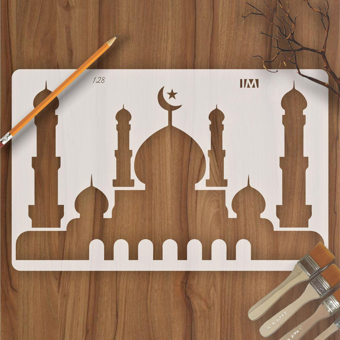 Mosque Silhouette Islamic Reusable Stencil for Canvas and wall painting - imartdecor.com