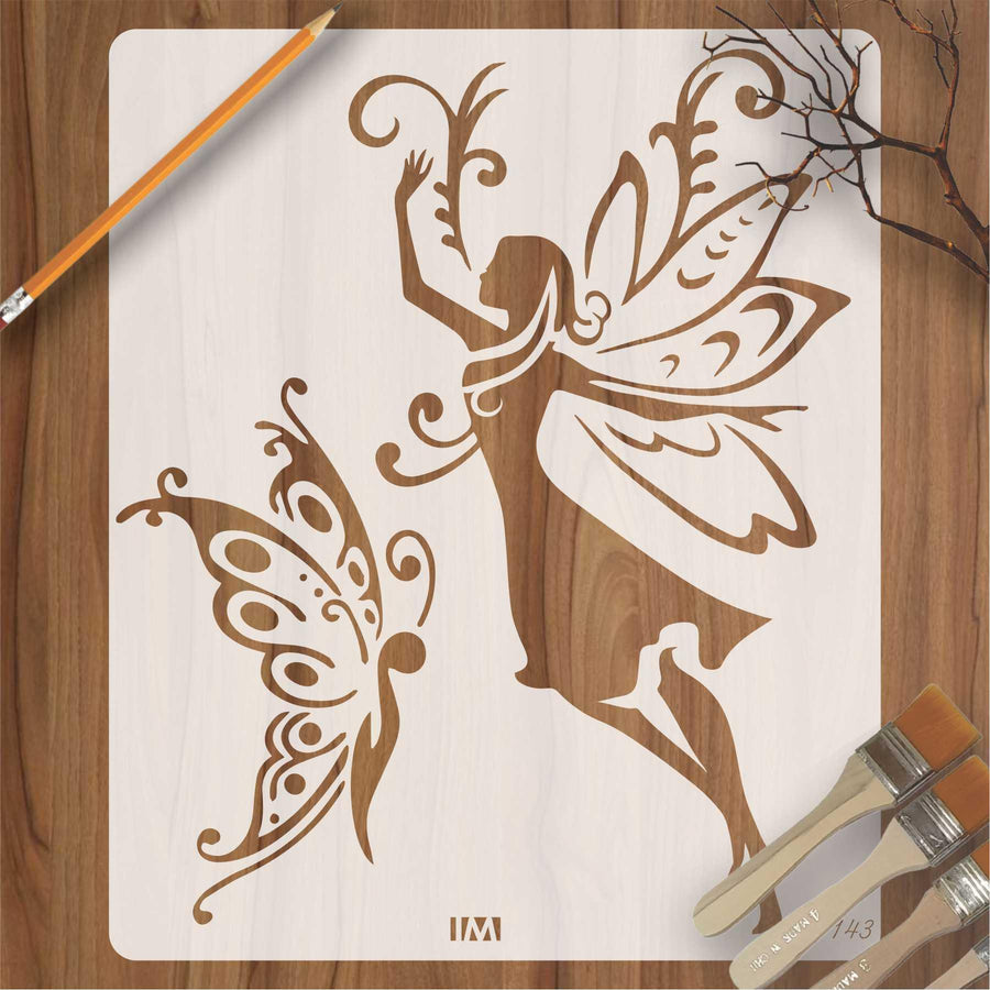 Easy Fairy & Butterfly Reusable Stencil For Canvas And Wall Painting - imartdecor.com