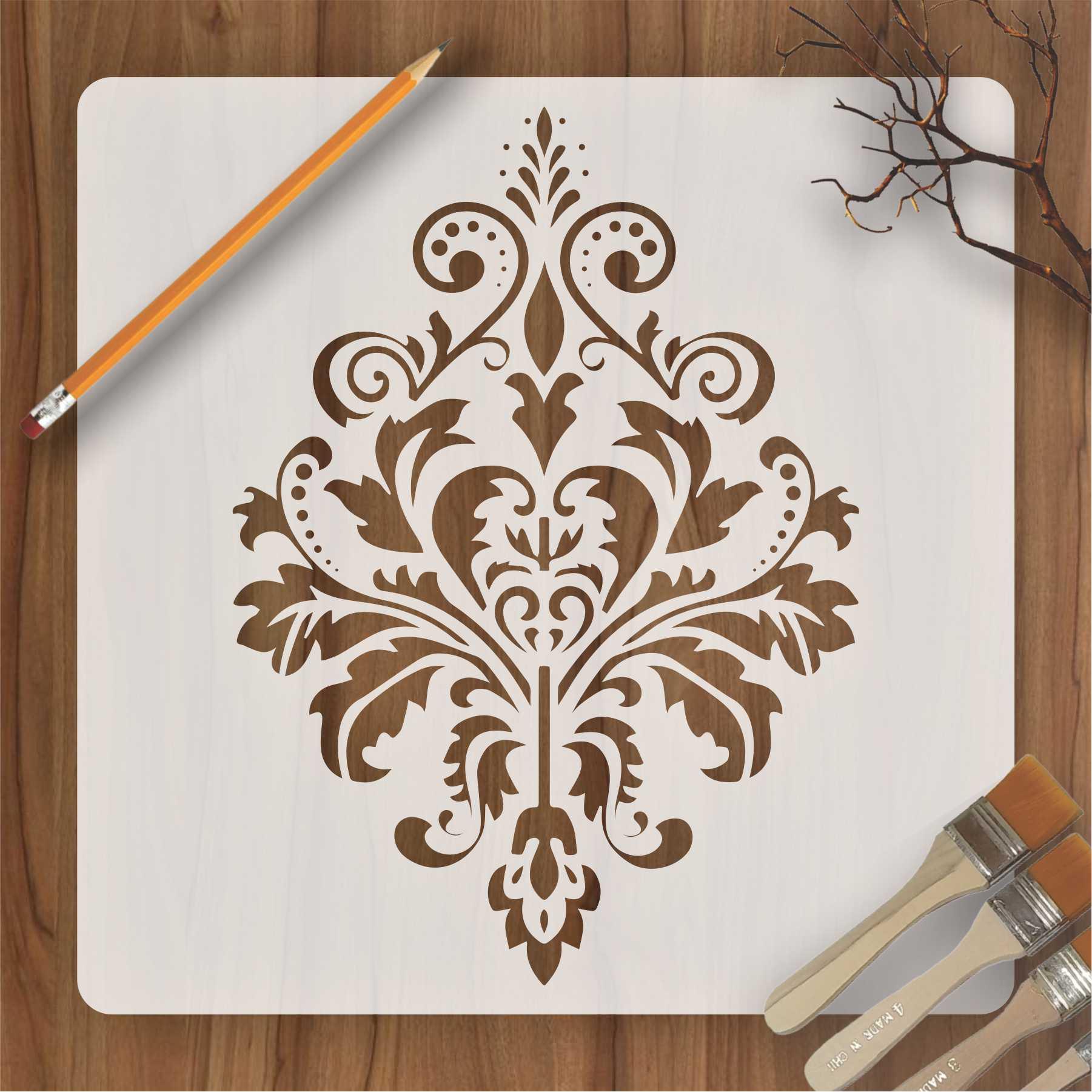 Damask Motif Reusable Stencil for Canvas and wall painting.ID#151 ...