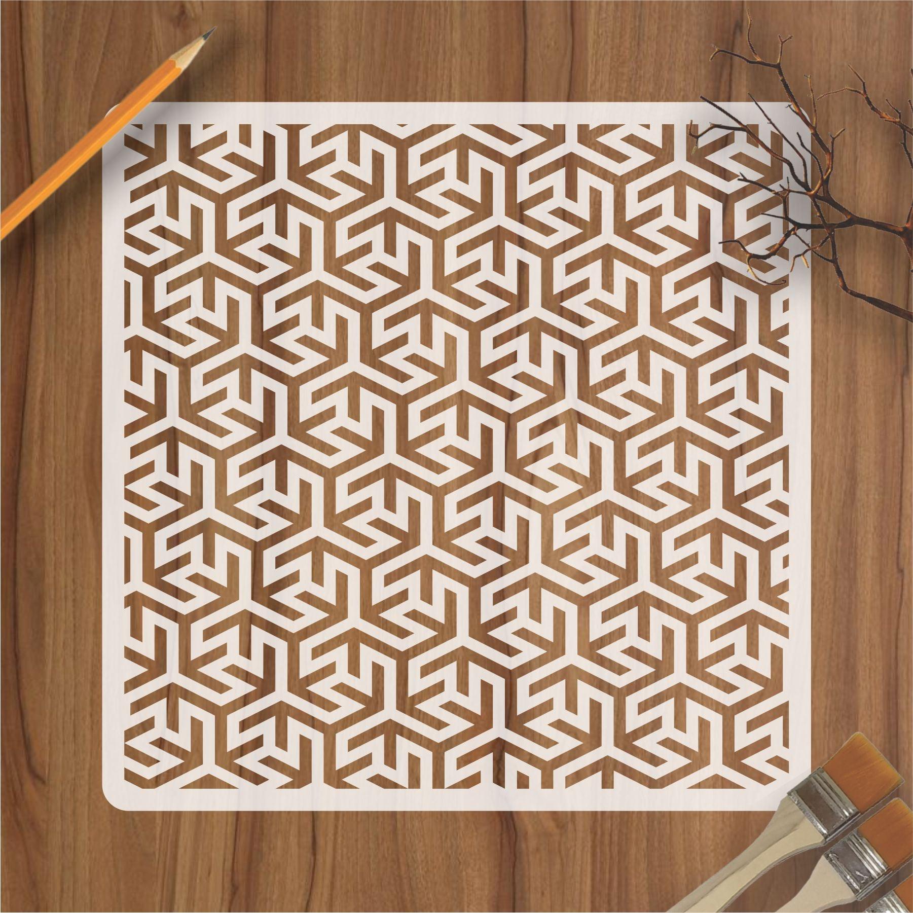 Geometric Pattern Reusable Stencil For Canvas And Wall Painting.ID#205 ...