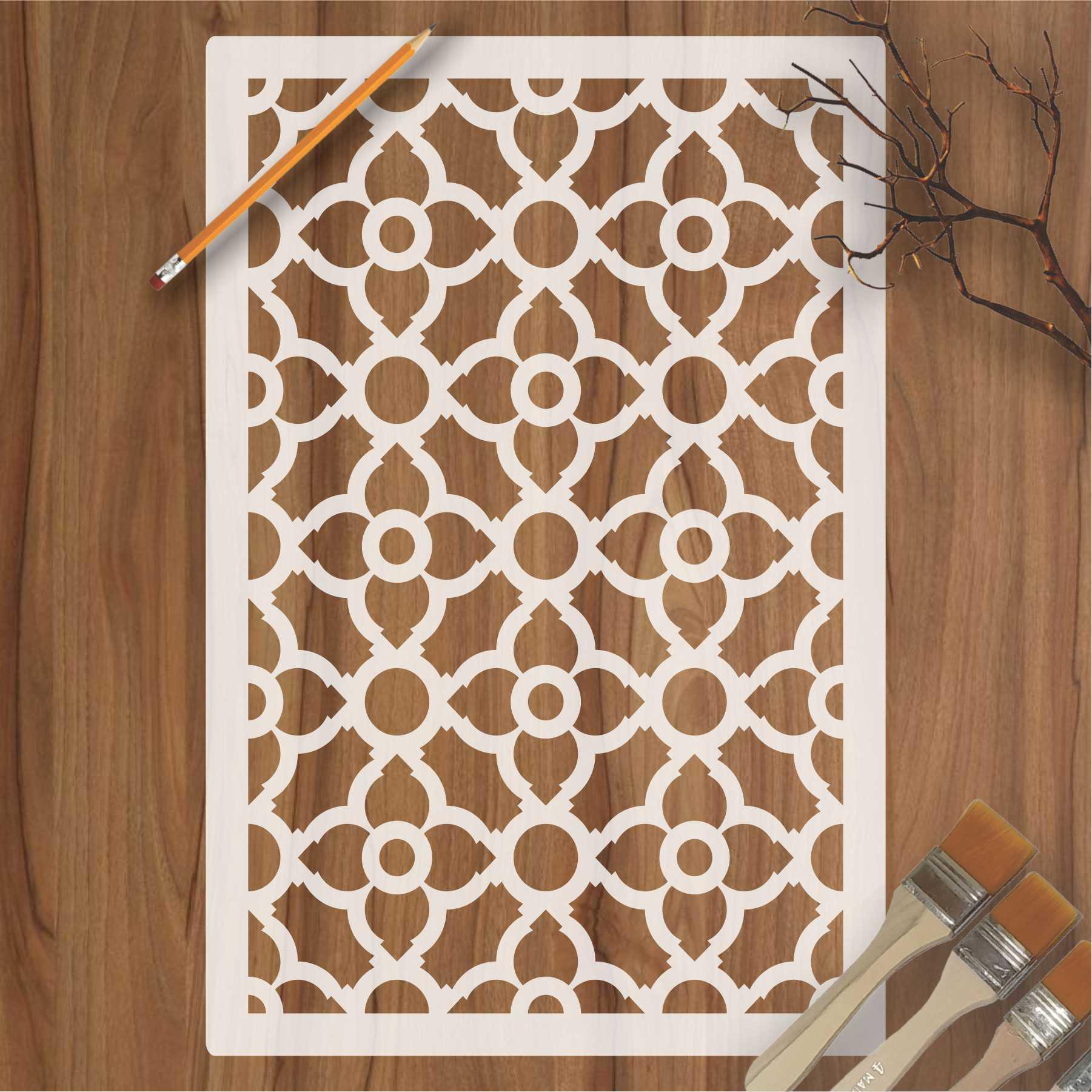 Geomatric Pattern Moroccan Fabric Reusable Stencil For Canvas And Wall ...
