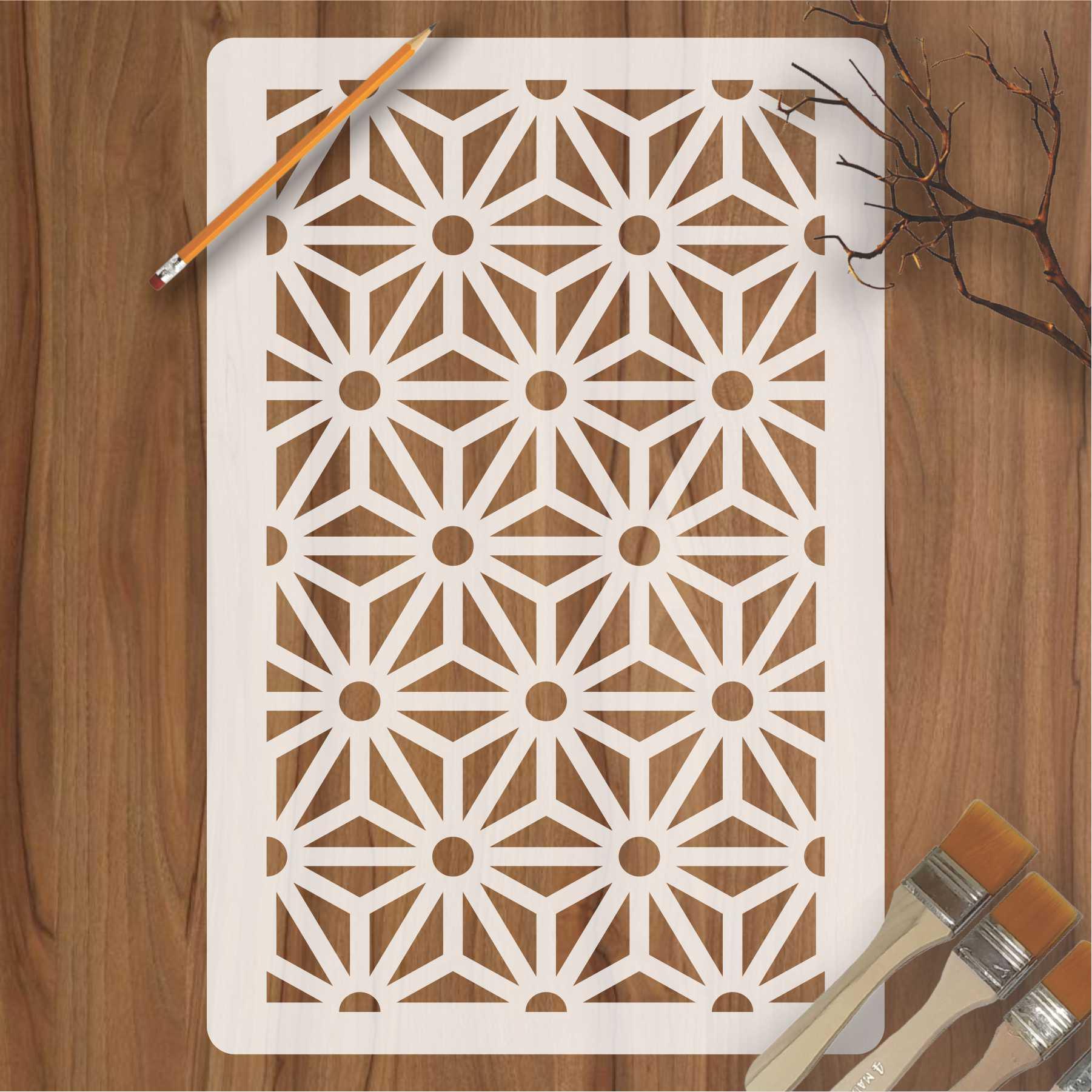 Kumiko Pattern Moroccan Fabric Reusable Stencil For Canvas And Wall Pa ...