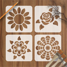 Pack of 4 Reusable Stencil For Canvas And Wall Painting.ID#209B ...