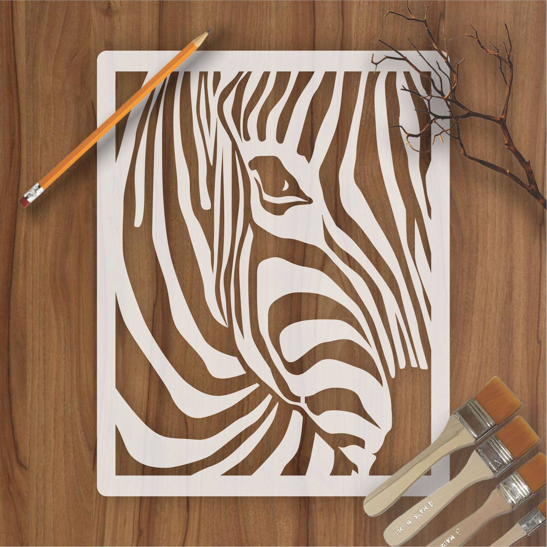 Zebra Face Reusable Stencil For Canvas And Wall Painting.ID#222 ...