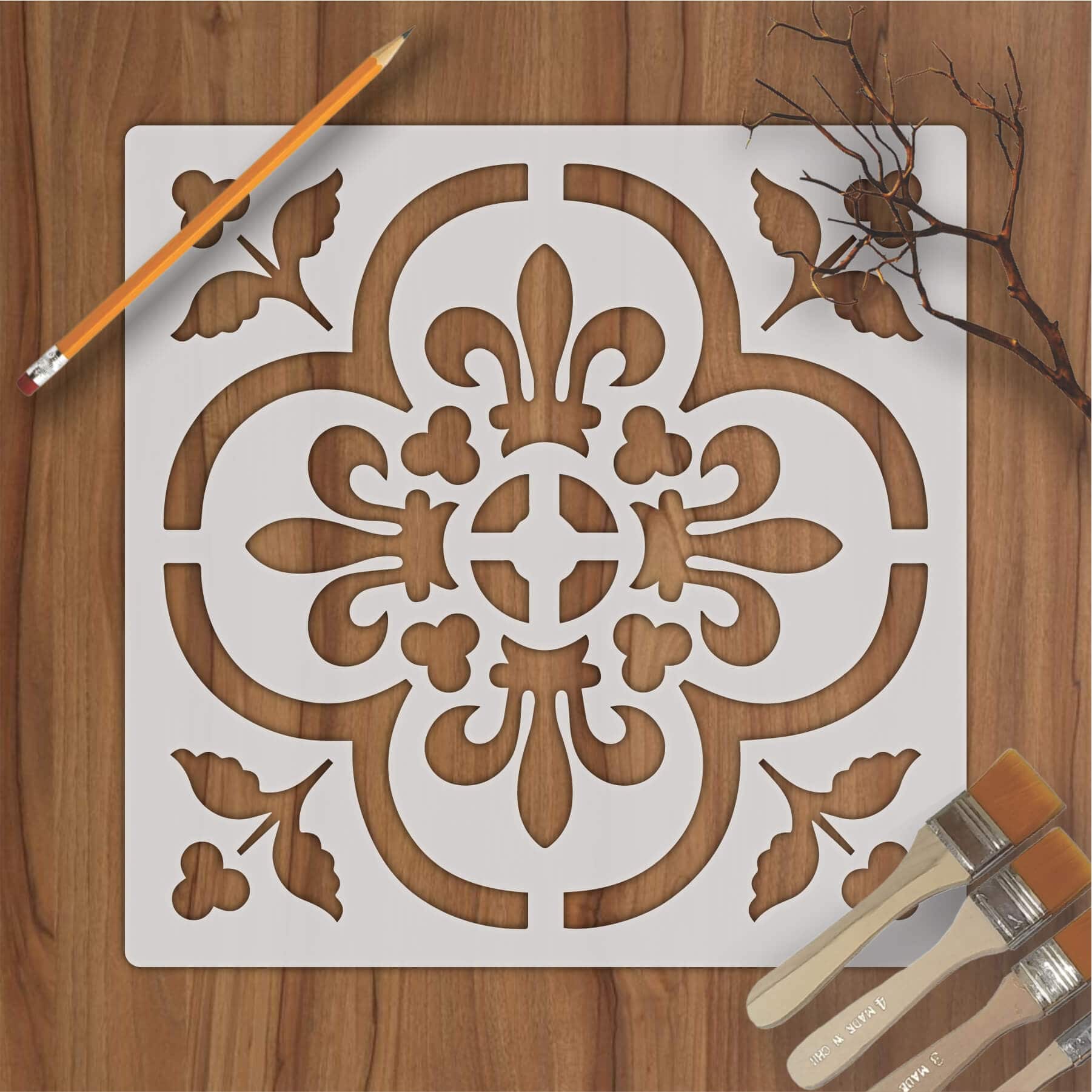 Damask Motif Reusable Stencil For Canvas And Wall Painting.ID#235 ...