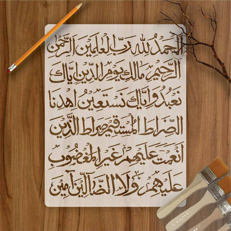 Surah Fatiha Calligraphy Islamic Reusable Stencil for Canvas and wall painting.ID#264 - imartdecor.com