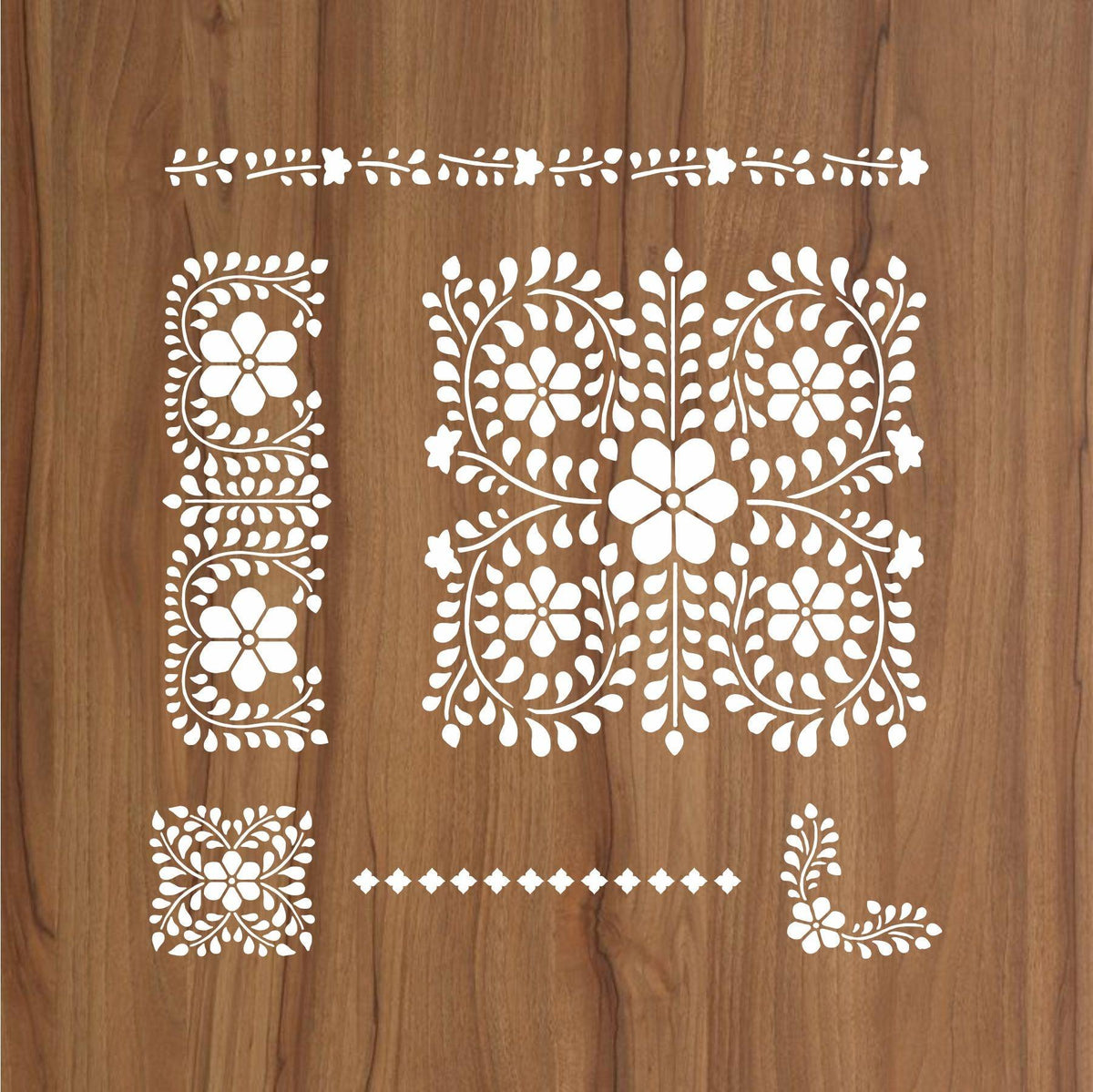 Indian Inlay(furniture and fabric) Reusable Stencil For Canvas And Wal ...