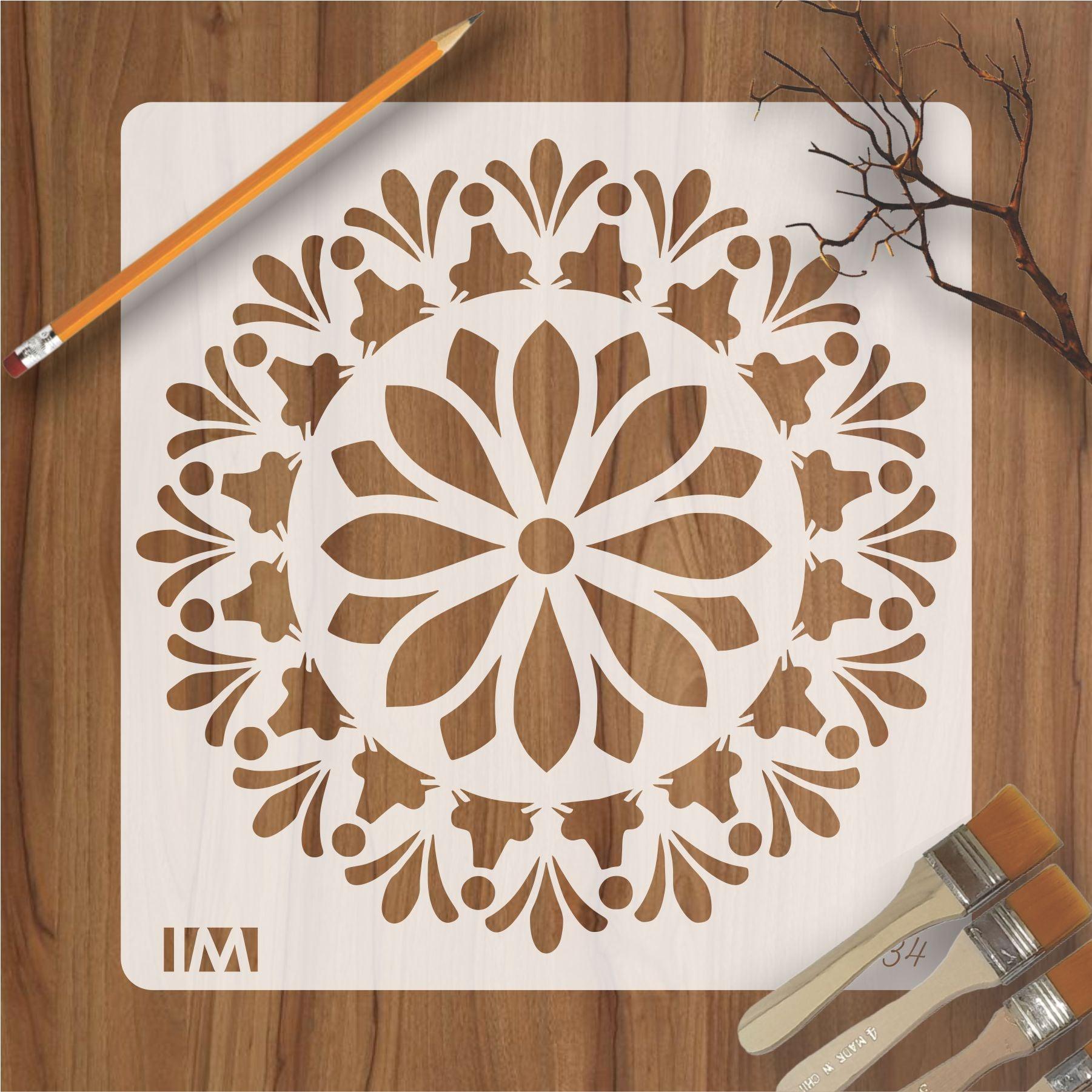 Mandala Flower Round Reusable Stencil for Canvas and wall painting.ID ...
