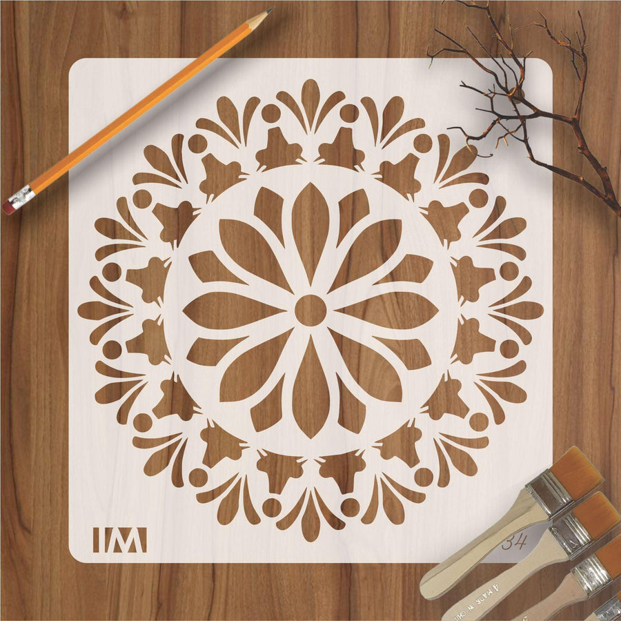 Mandala Flower Round Reusable Stencil for Canvas and wall painting - imartdecor.com