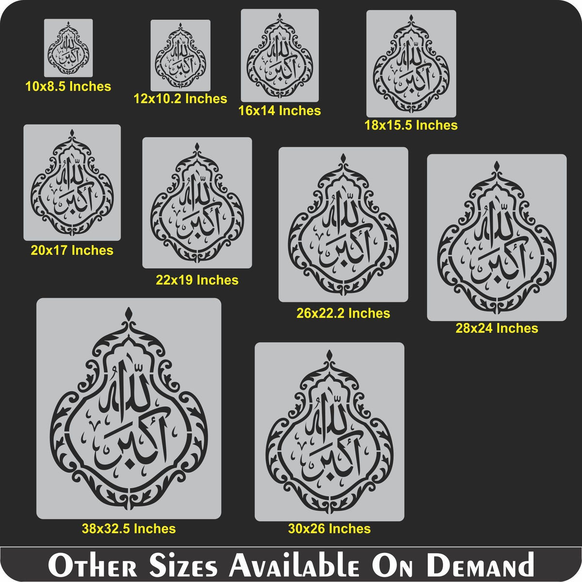 Buy Islamic Calligraphy Stencils A4 Different Words Combination Deal 9 –