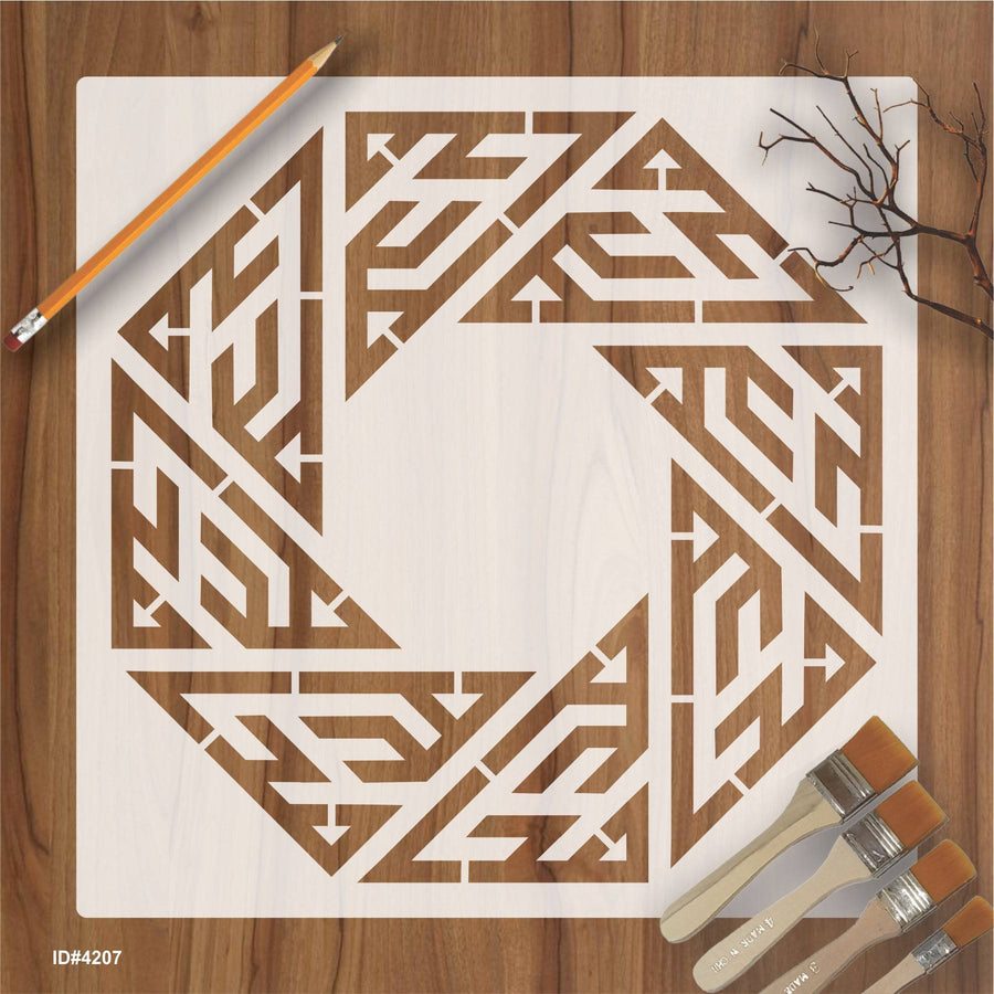 Muhammad Name Round In kufic Calligraphy Islamic Reusable Stencil for Canvas and wall painting.ID# 4207 - imartdecor.com