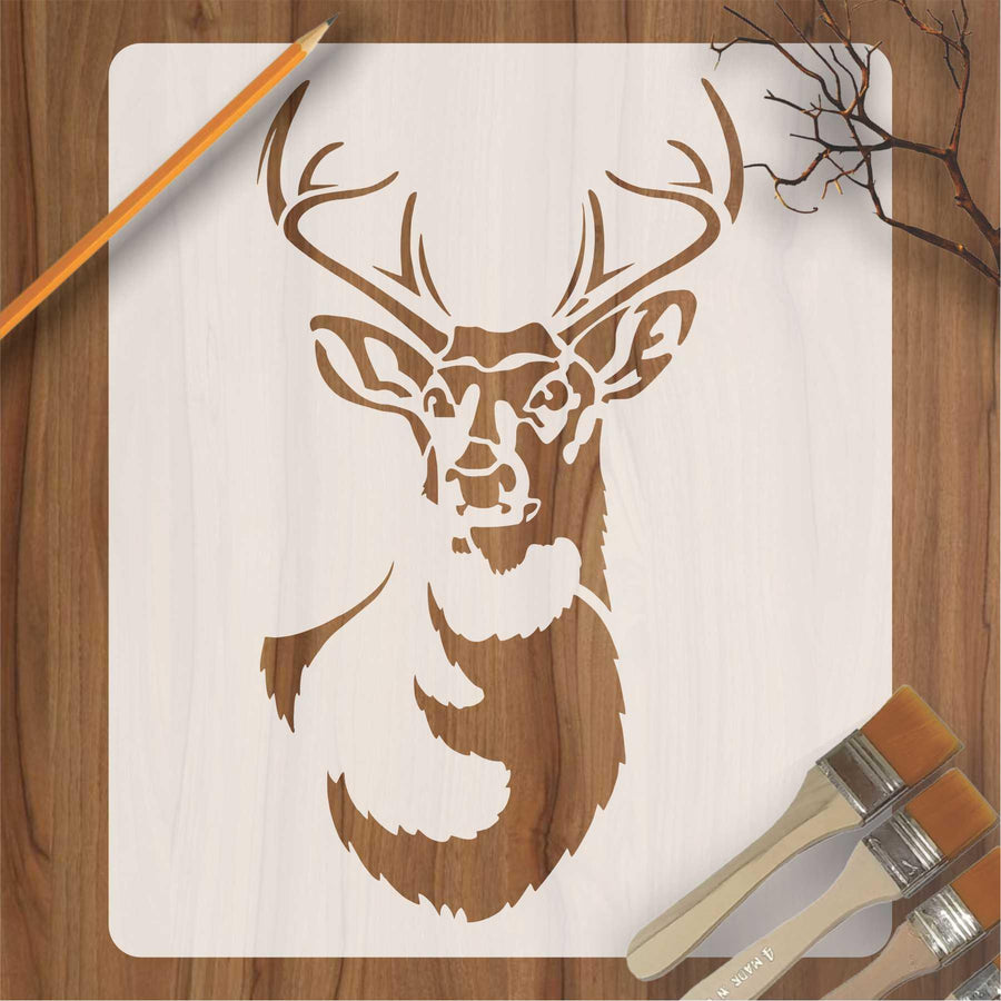 Deer Head Reusable Stencil for Canvas and wall painting - imartdecor.com