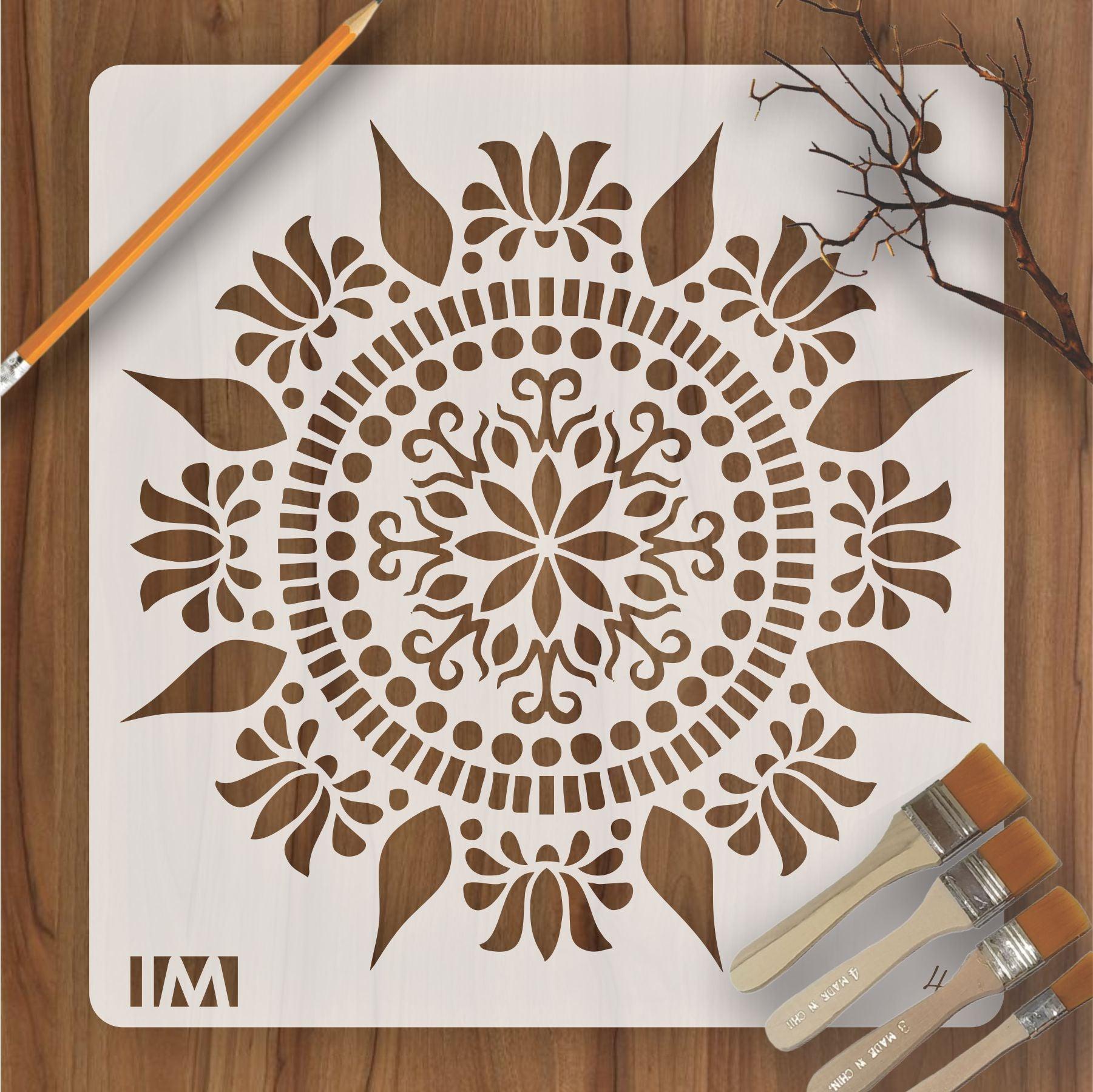 Mandala Art Reusable Stencil for Canvas and wall painting.ID#44 ...