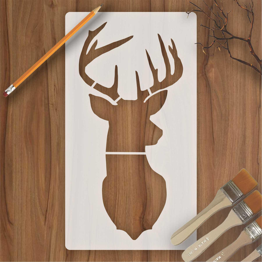 Cristmas Deer Head Reusable Stencil for Canvas and wall painting - imartdecor.com