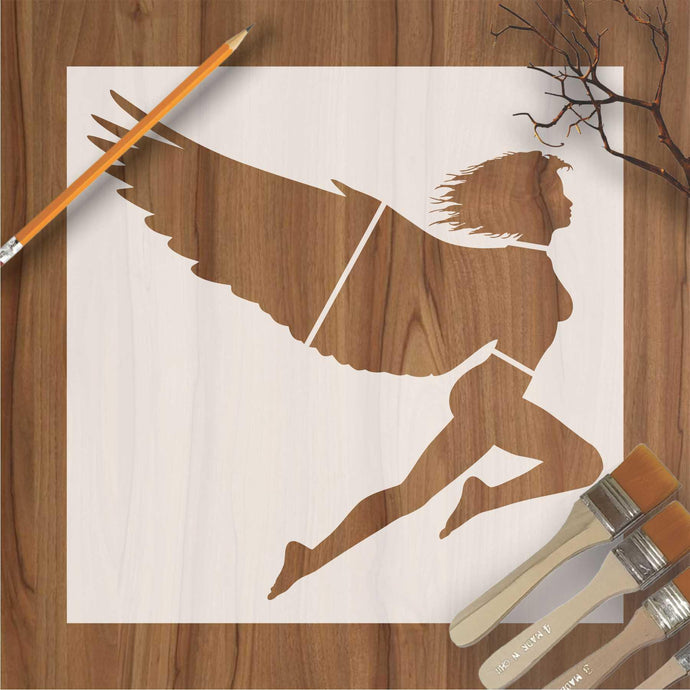 Woman With Wings Flying Reusable Stencil For Canvas And Wall Painting - imartdecor.com