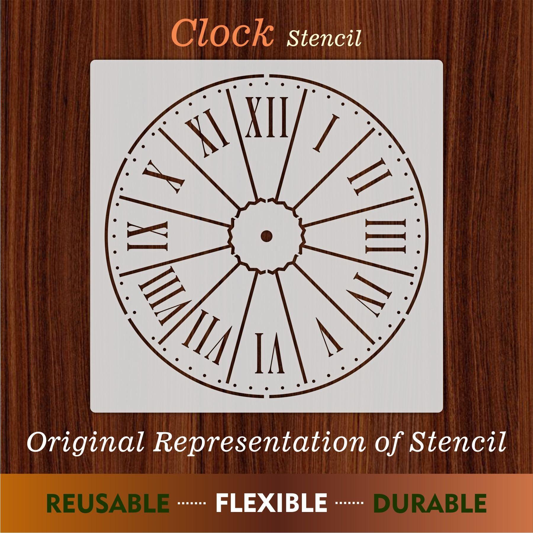 Clock Reusable Stencil For Canvas And Wall Painting – imartdecor.com