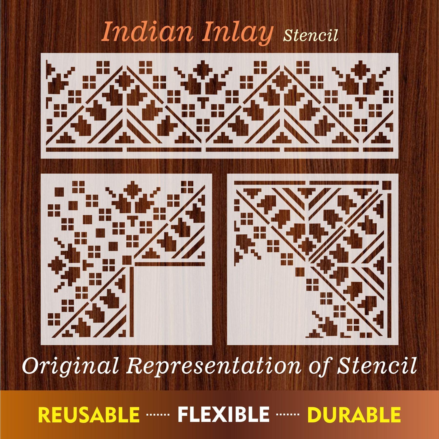 Indian Inlay(furniture and fabric) Reusable Stencil For Canvas And Wal ...