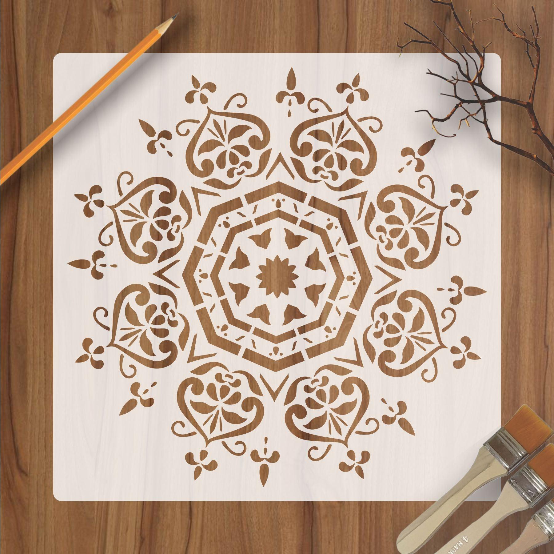Floral Mandala Reusable Stencil For Canvas And Wall Painting.ID #463 ...