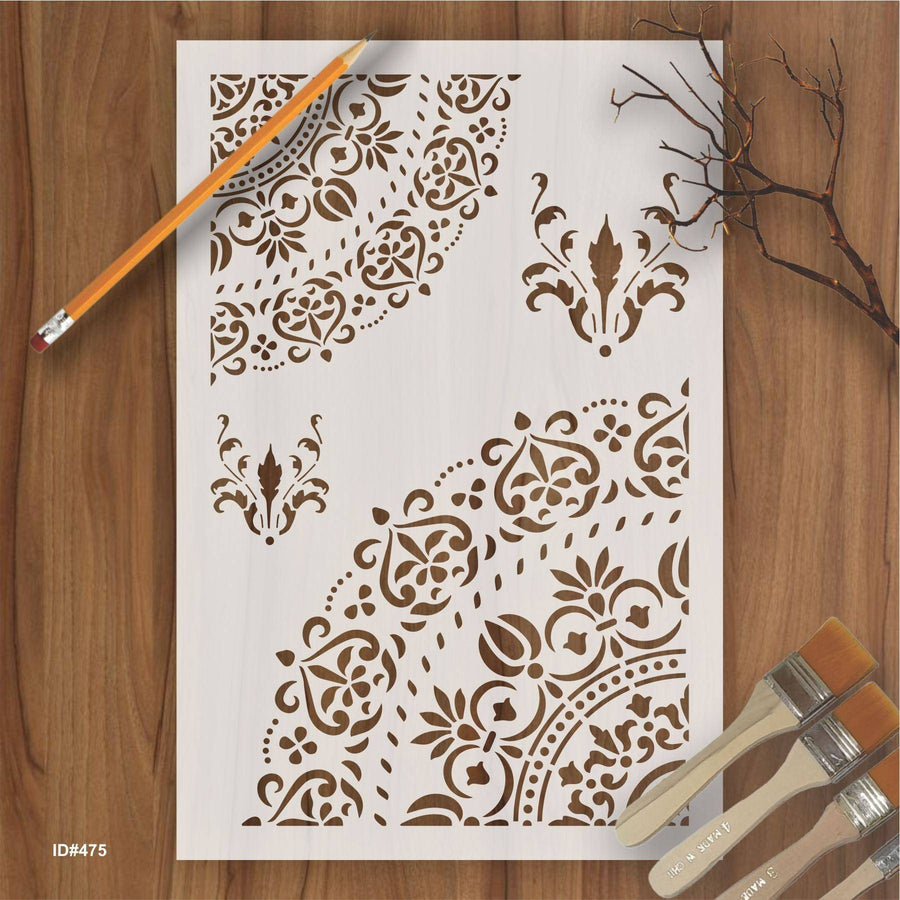 Mandala and Damask Reusable Stencil For Canvas And Wall Painting. ID #475 - imartdecor.com