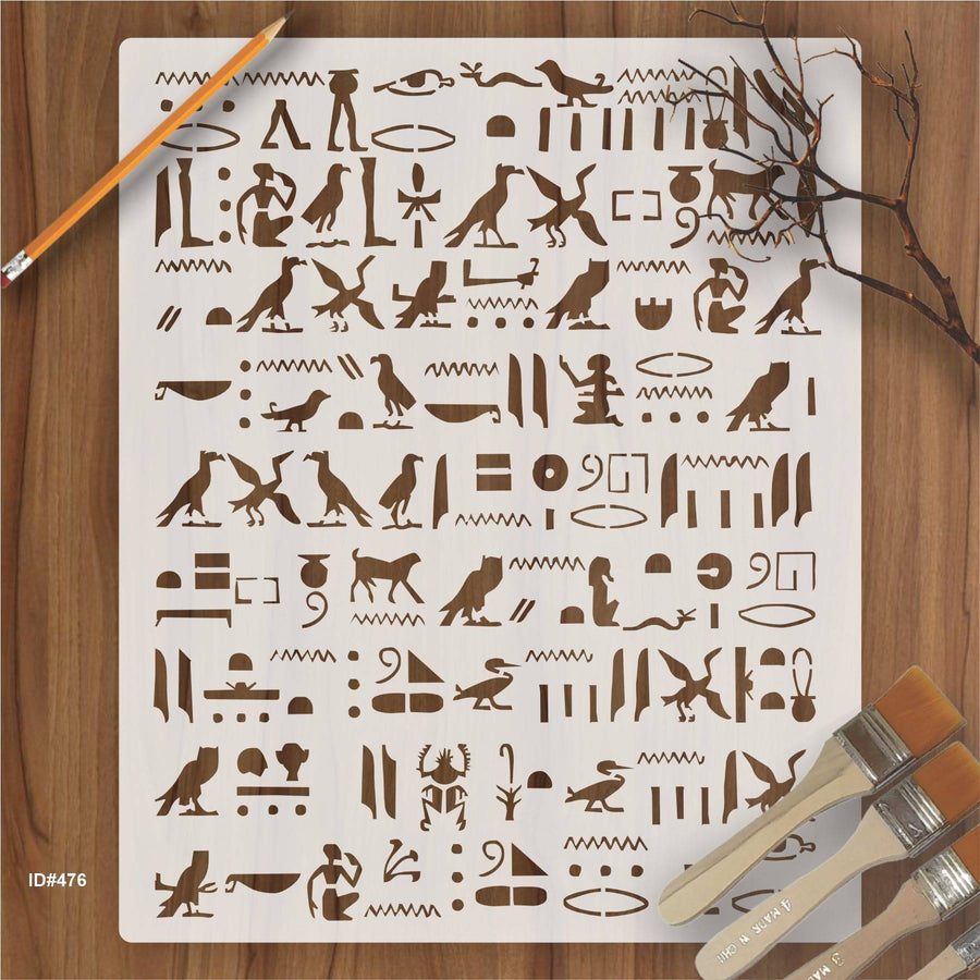 Ancient Hieroglyphs Stencil Reusable Stencil For Canvas And Wall Painting.ID #476 - imartdecor.com