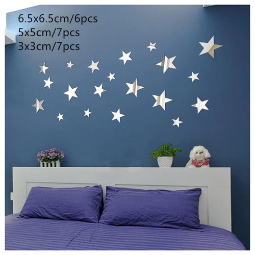 20pcs Star 3D Mirror Self Adhesiive Acrylic Mirror Sticker for wall Decoration Living Room Bedroom Kids Decorative wall Stickers - imartdecor.com